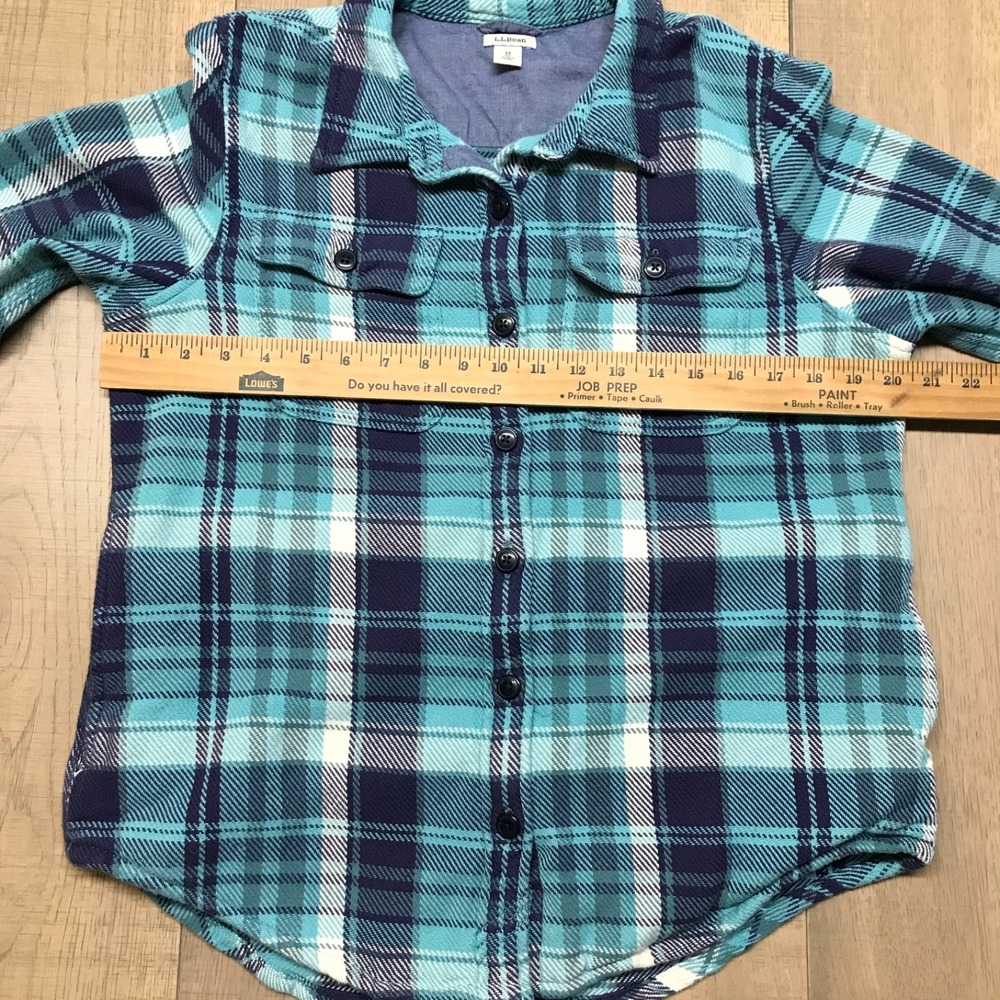 L.L.‎ Bean 1912 Overshirt Womens Size M Blue Button Up Shirt Plaid Twill Cabin - Picture 8 of 10